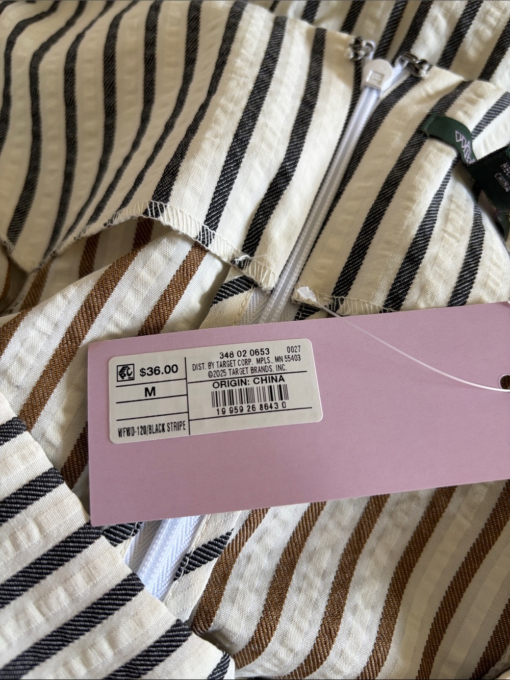 Target White and Black Vertical-Stripe Tie-Detail Mini Dress - Picture 2 of 4